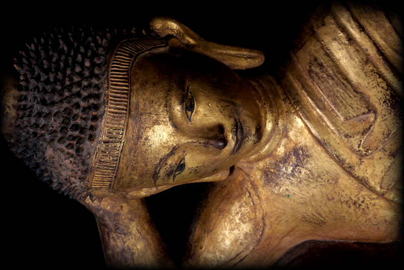 Extremely Rare Early 18C Wood Shan Reclining Buddha # A144